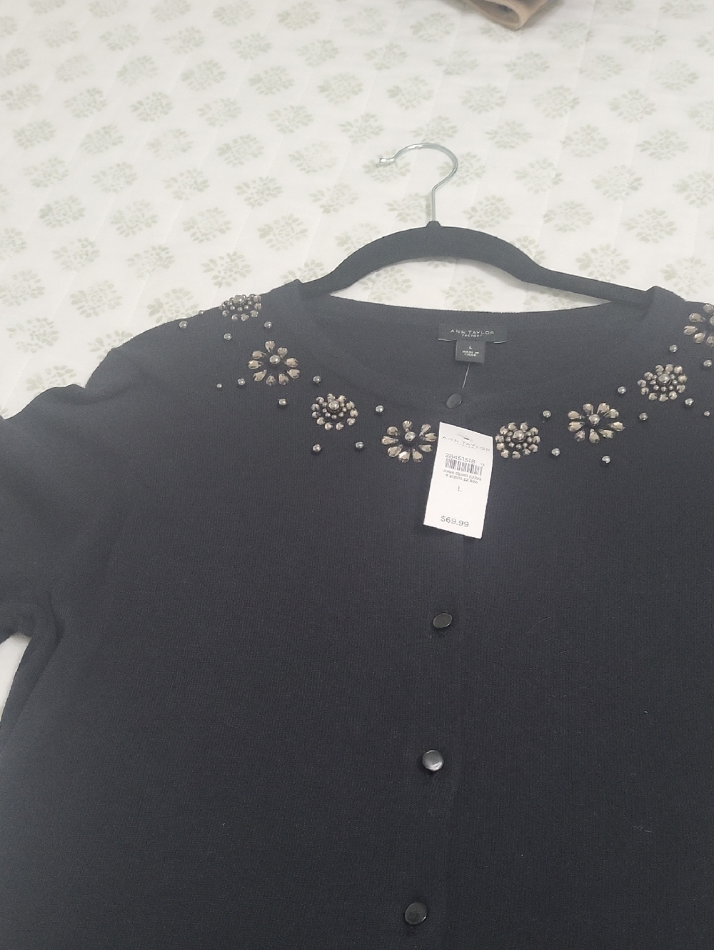 NWT Ann Taylor Black Embellished Cardigan